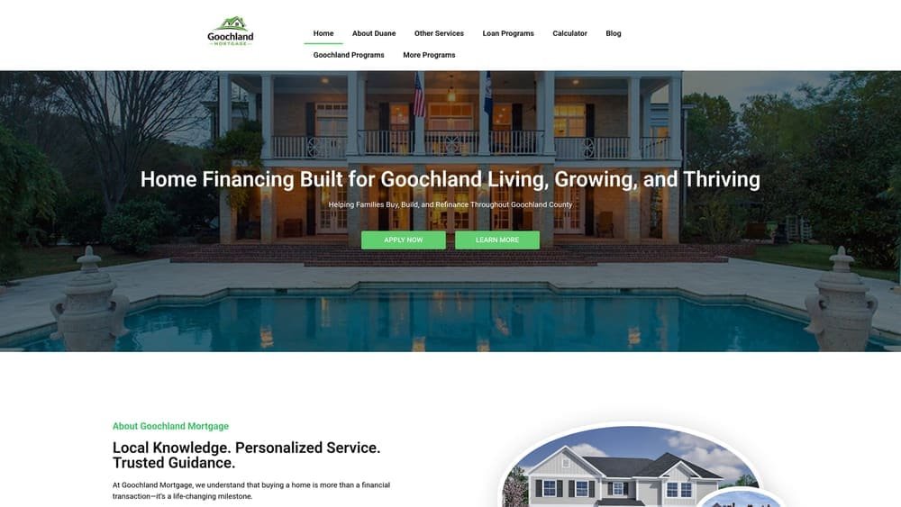 Screenshot of GoochlandMortgage.com website