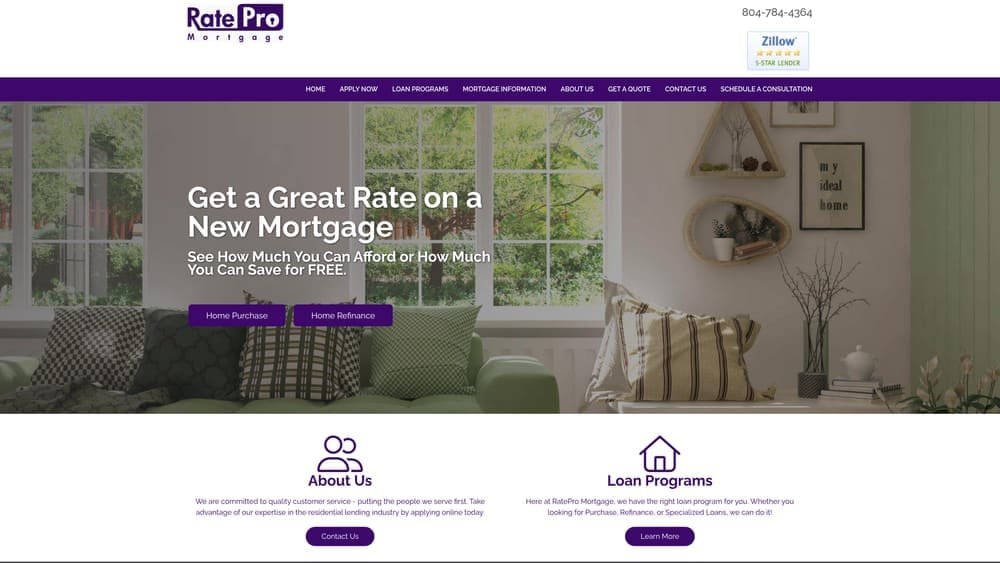 Screenshot of RateProMortgage website